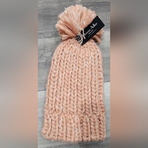 Chunky Knit Beanie in Peachy Pink By Marcus Adler